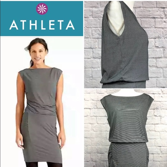 Athleta Dresses & Skirts - Athleta Ruched Sleeveless Striped Dress Size Small